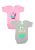 Κορμάκια βρεφικά βαμβακερά με κοντό μανίκι Girl Nina Club 2 τεμάχια NC29GIRL-Γκρι – Ροζ