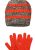 Σετ σκούφος με γάντια και κασκόλ Kitti για αγόρι με ρίγες K2960-09-Πορτοκαλί Φλούο