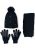 Σετ σκούφος με γάντια και κασκόλ Kitti για κορίτσι με πέρλες K2960-03-Μαύρο